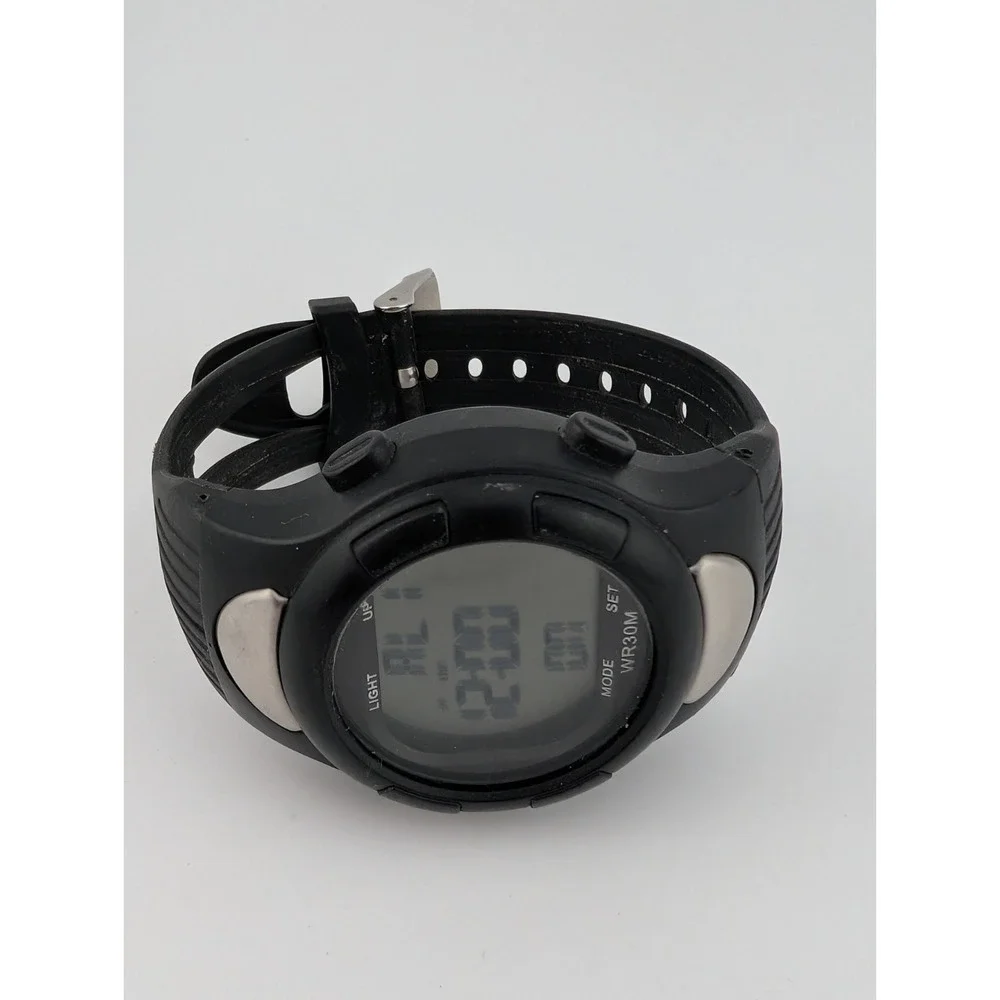 Medline‎ Watch Unisex Black Silver Digital Heart Rate Monitor WR30M- New Battery